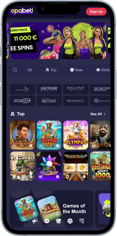 Opabet Сasino phone top games
