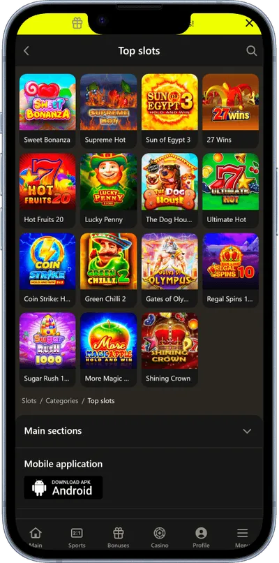 Parik24 casino phone screen games
