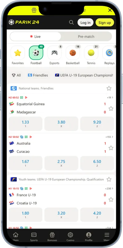 Parik24 casino phone screen sports betting