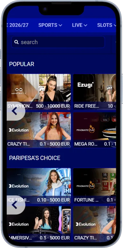 Paripesa Casino phone live dealer