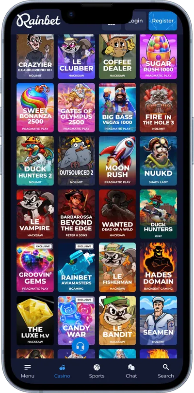 Rainbet Casino mobile slots