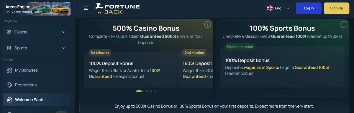 fortunejack casino bonus wager