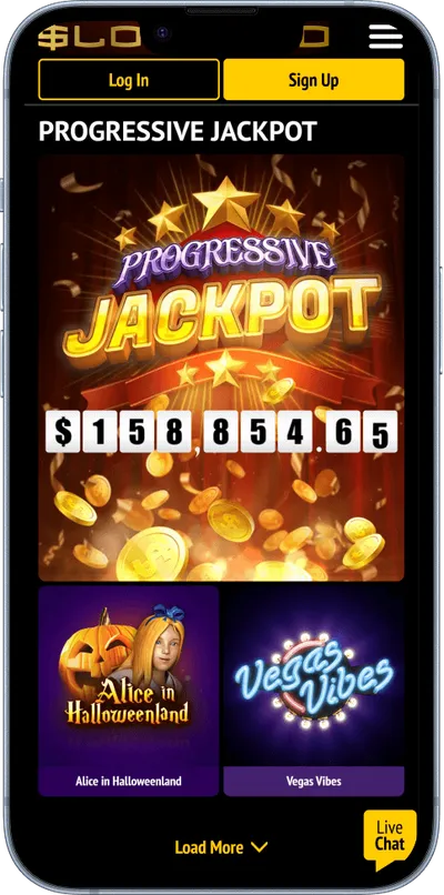 Slotland Casino phone screen jackpot
