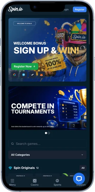Spin.io Casino phone welcome offer