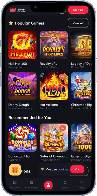 SpinEmpire Casino phone games