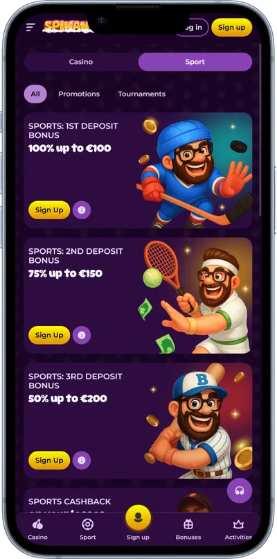 Spinania Casino phone sports promo