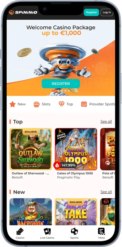Spininio Casino phone top games