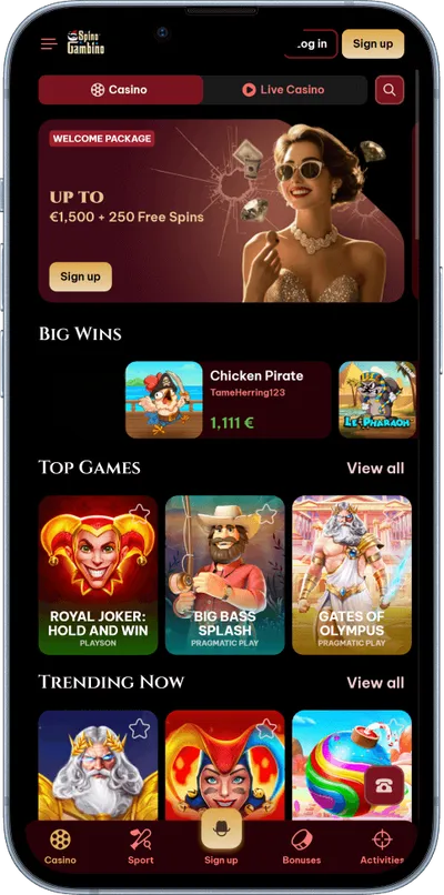 SpinoGambino Casino phone main