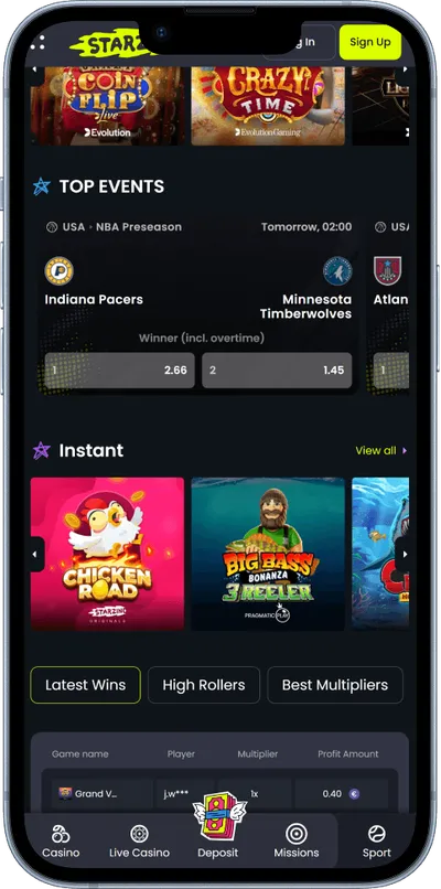 Starzino Casino mobile games