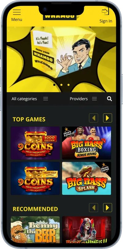 Whamoo Casino phone popular games
