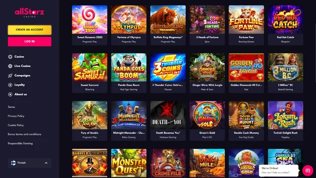 allstarz casino games