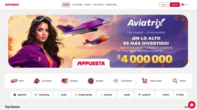 appuesta casino website screen
