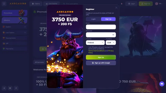 axe casino registration
