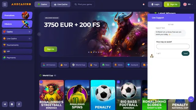 axe casino support