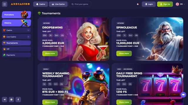 axe casino tournaments