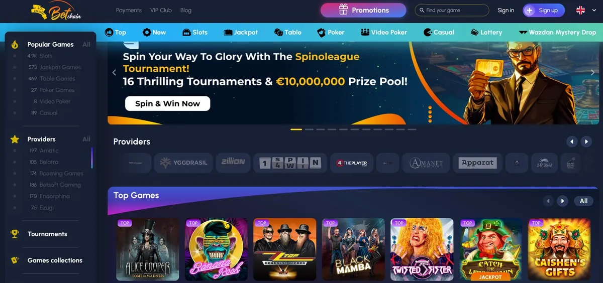 betchain casino screen