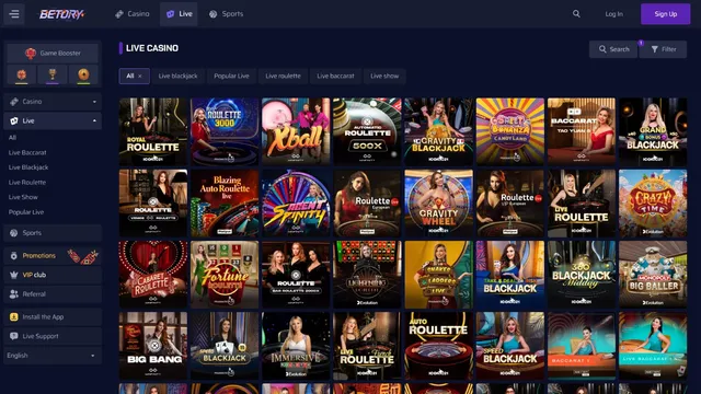 betory casino live games