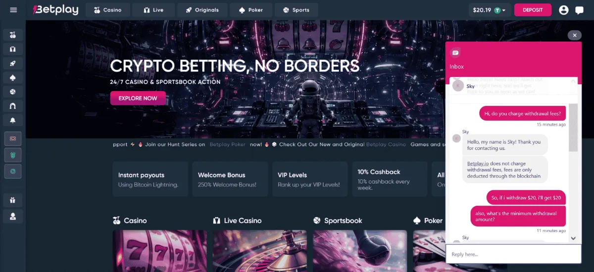 betplay casino support icon