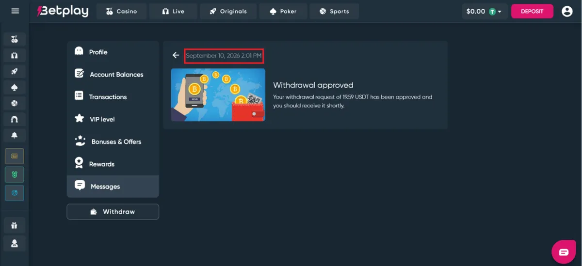 betplay casino withdrawal approved icon