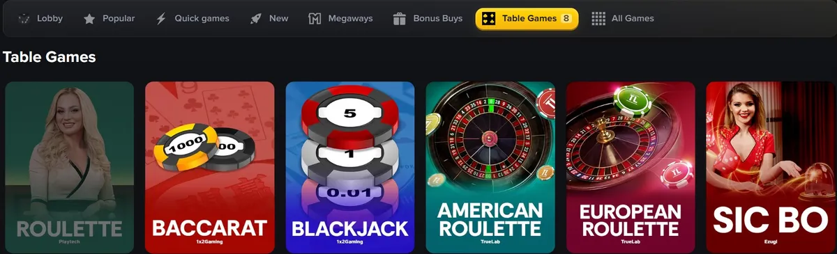 betswap casino table games