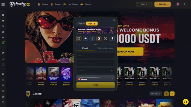 betswap v2 casino registration
