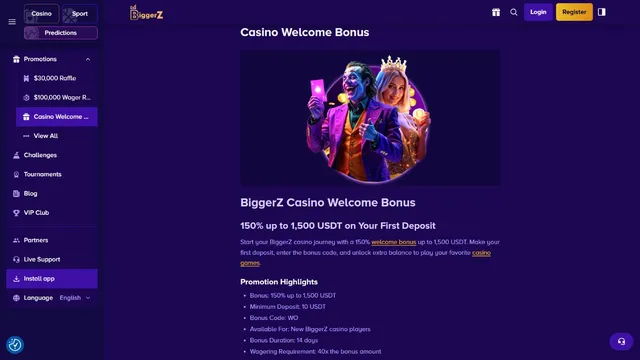biggerz casino welcome bonus