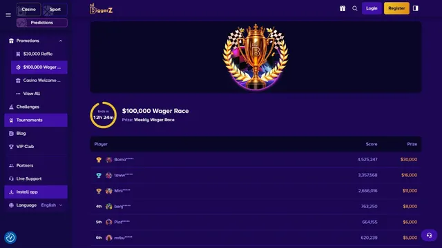 biggerz casino tournaments