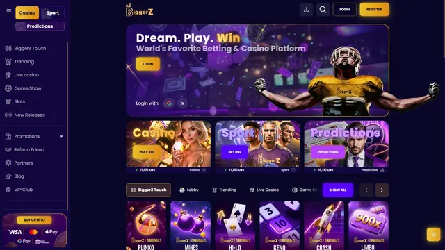 biggerz casino website screen