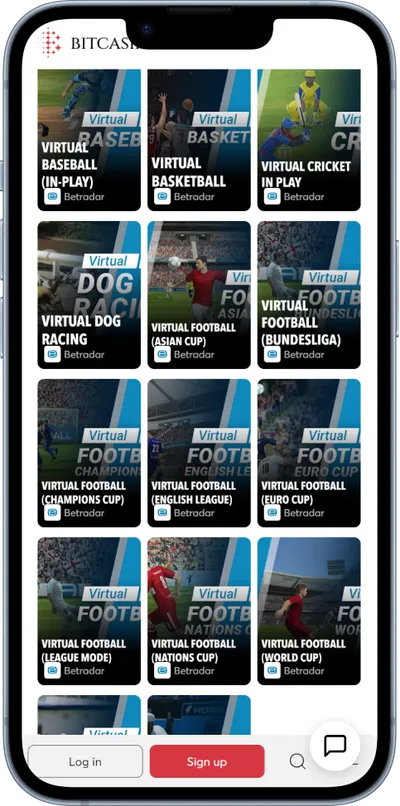 bitcasino.io phone screen virtual sport