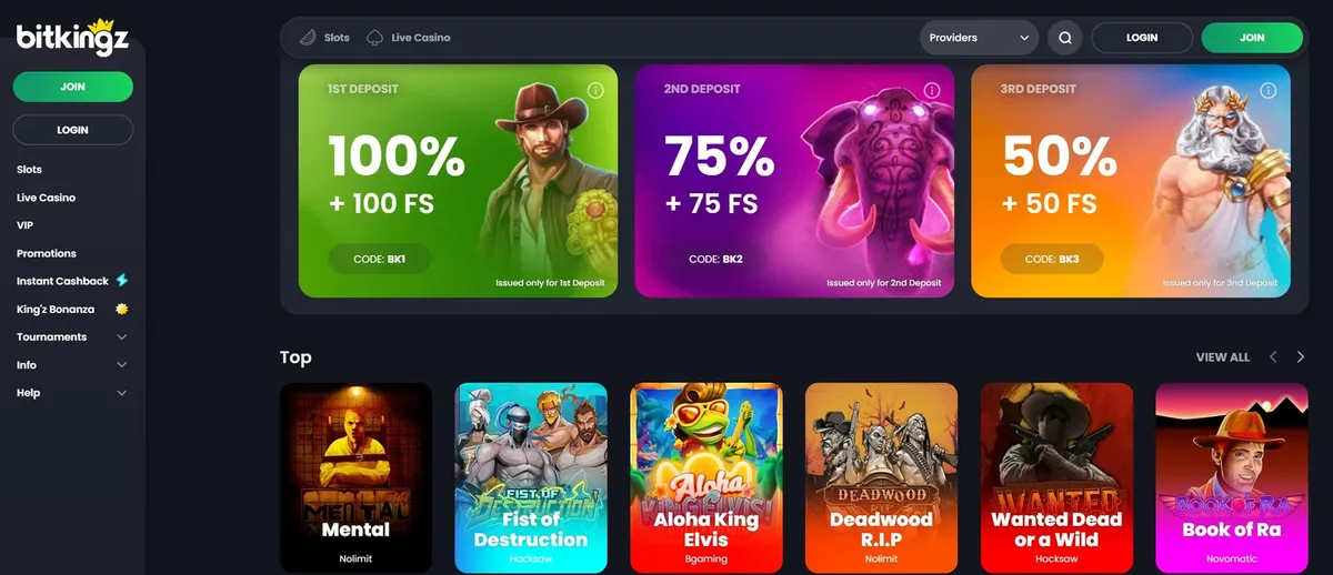 bitkingz casino screen