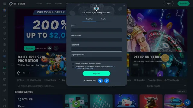 bitsler casino registration