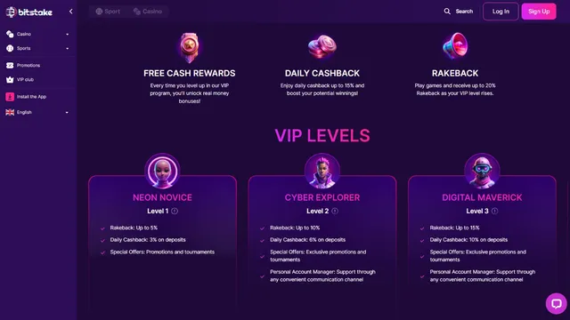 bitstake casino vip club