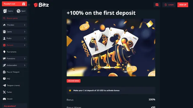 bitz casino welcome bonus