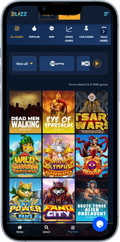 blizz casino phone screen games