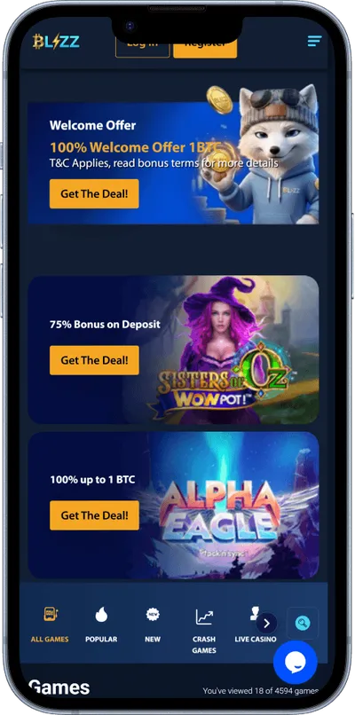 blizz casino phone screen promotions