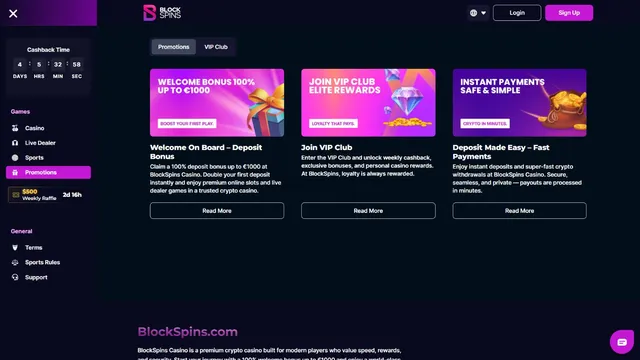 blockspins casino promotions