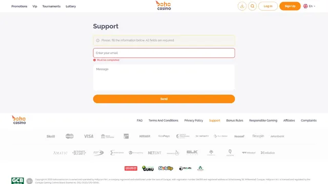 boho casino support