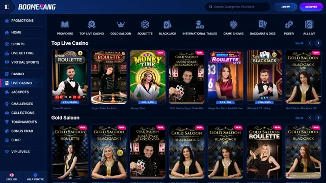 boomerang bet casino live games
