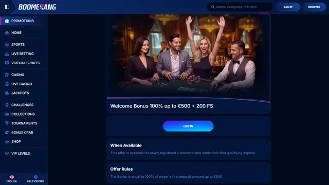 boomerang bet casino welcome bonus