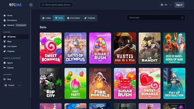 btc365 casino games