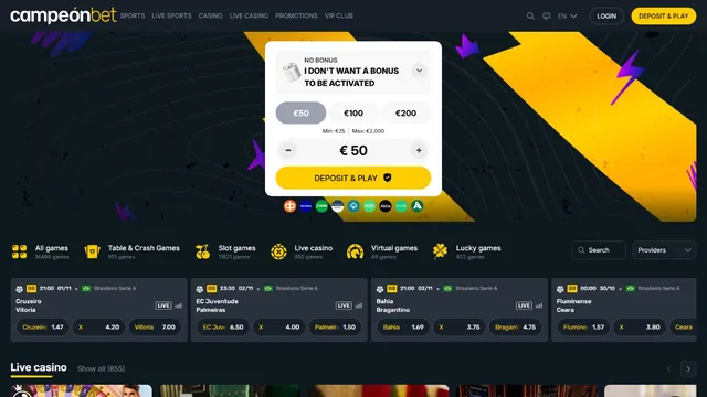 campeonbet casino website screen