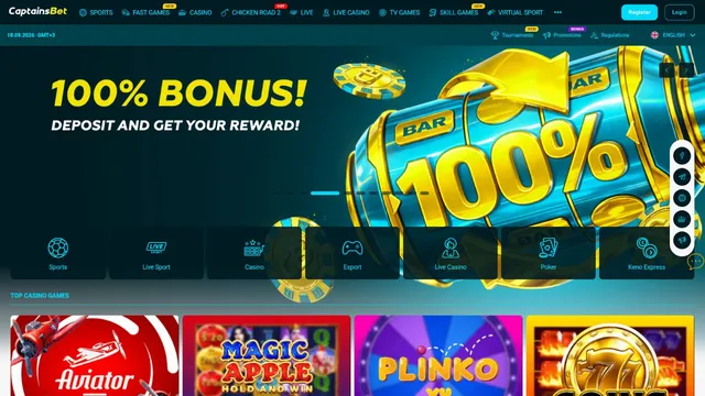 captainsbet casino website screen
