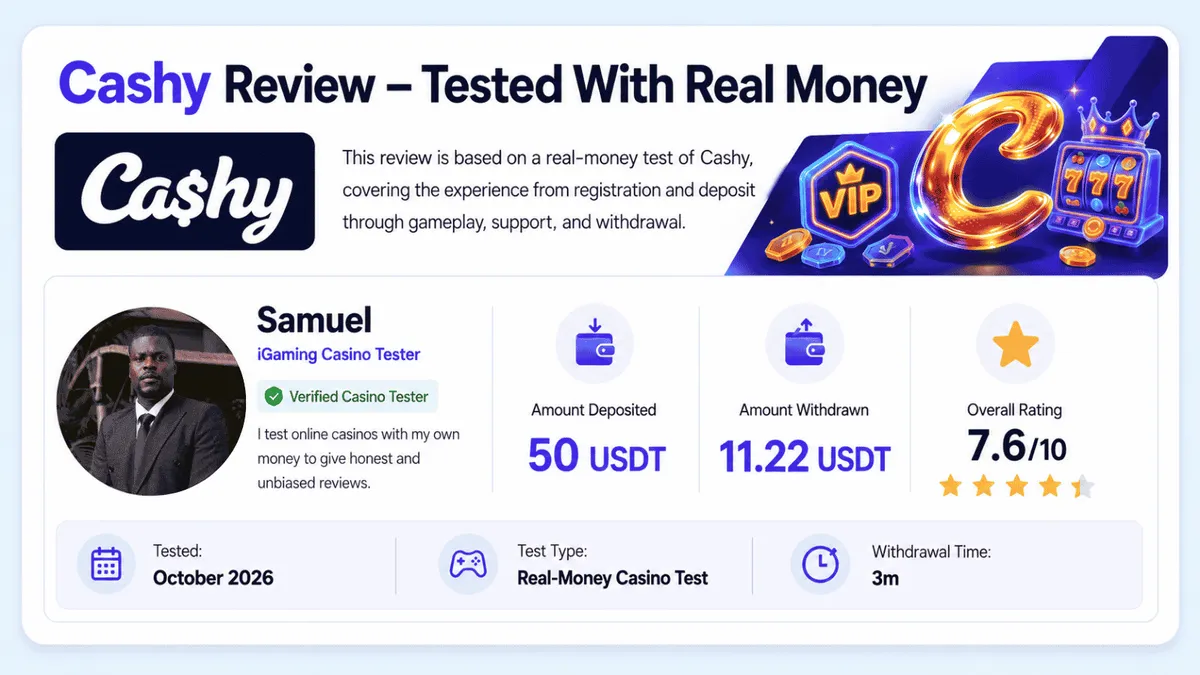 cashy casino test details