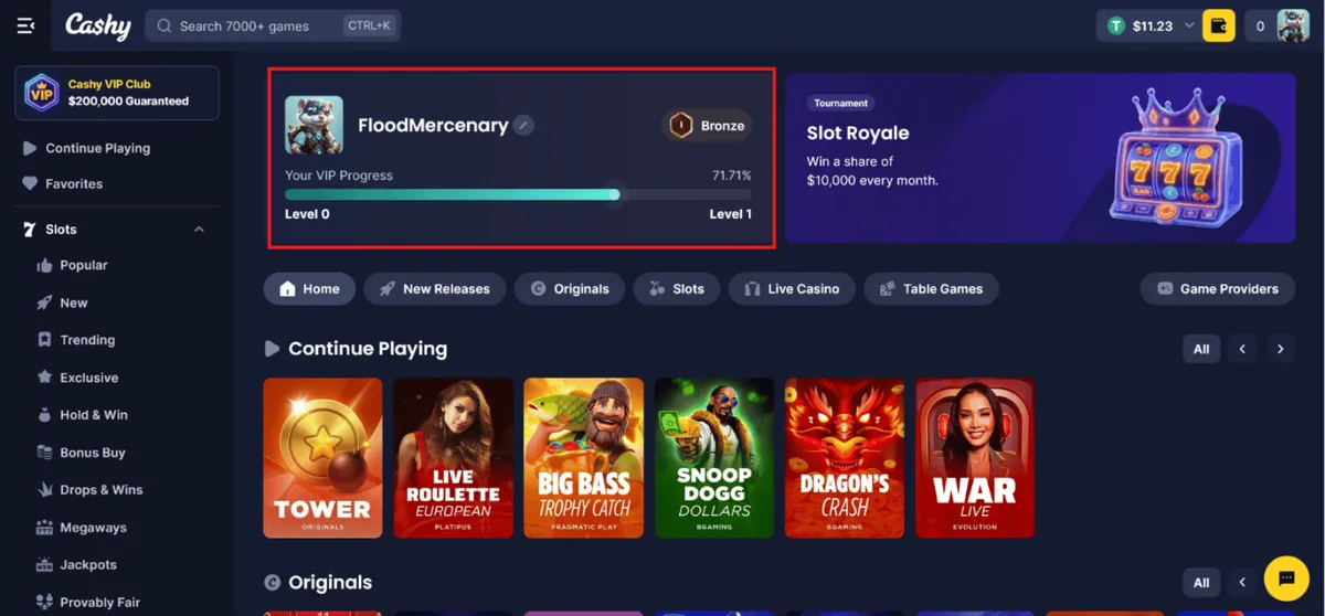 cashy casino vip progress icon