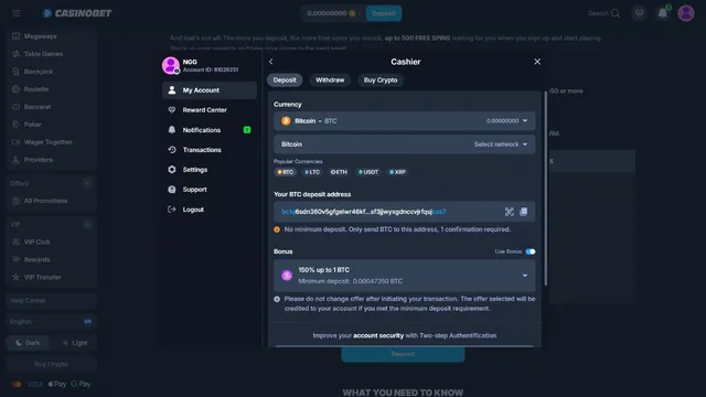casinobet deposit
