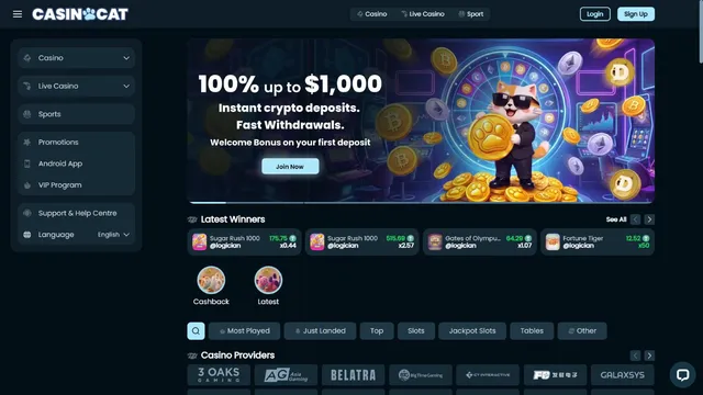 casinocat casino website screen