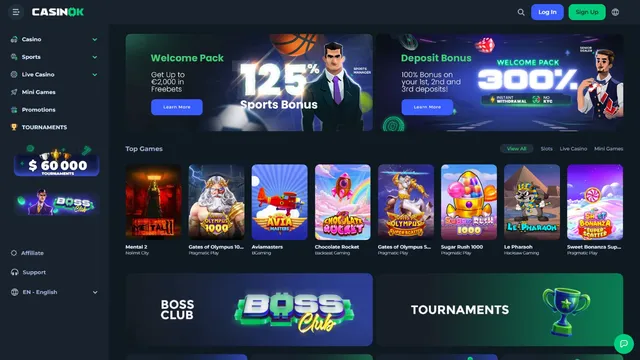 casinok casino website screen