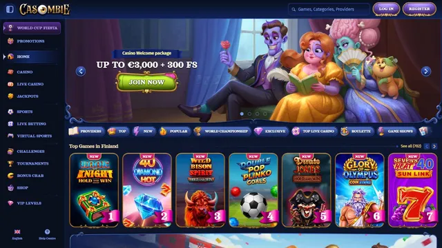 casombie casino website screen