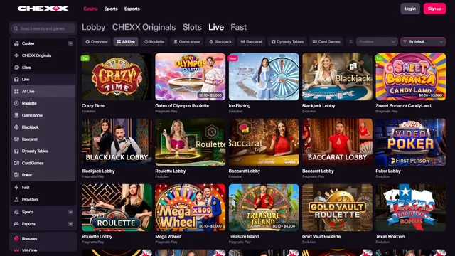 chexx casino live games