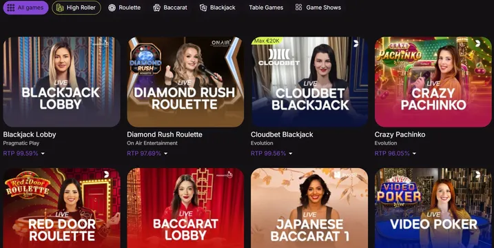 cloudbet casino live games